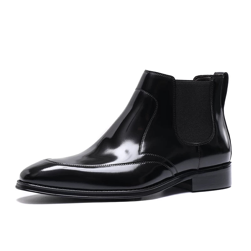 Men's Genuine Leather Chelsea Boots, Square Toe, British Style