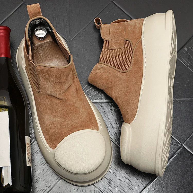 Men's Height-Increasing Platform Slip-On High-Top British-Style Boots 2026 New