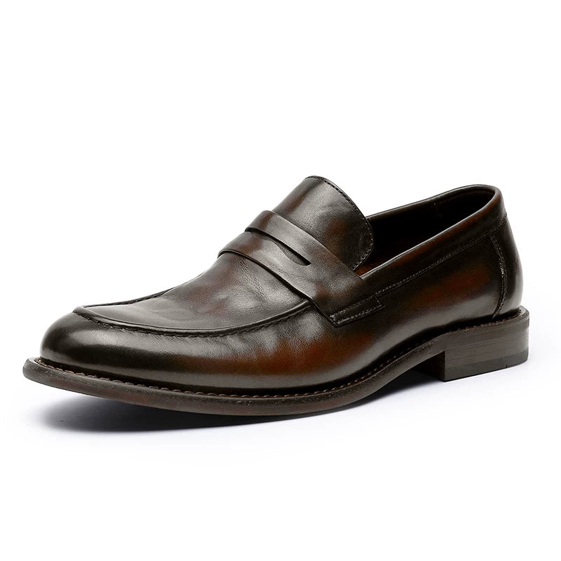 Men's Genuine Leather Loafers, Slip-On, Soft Sole