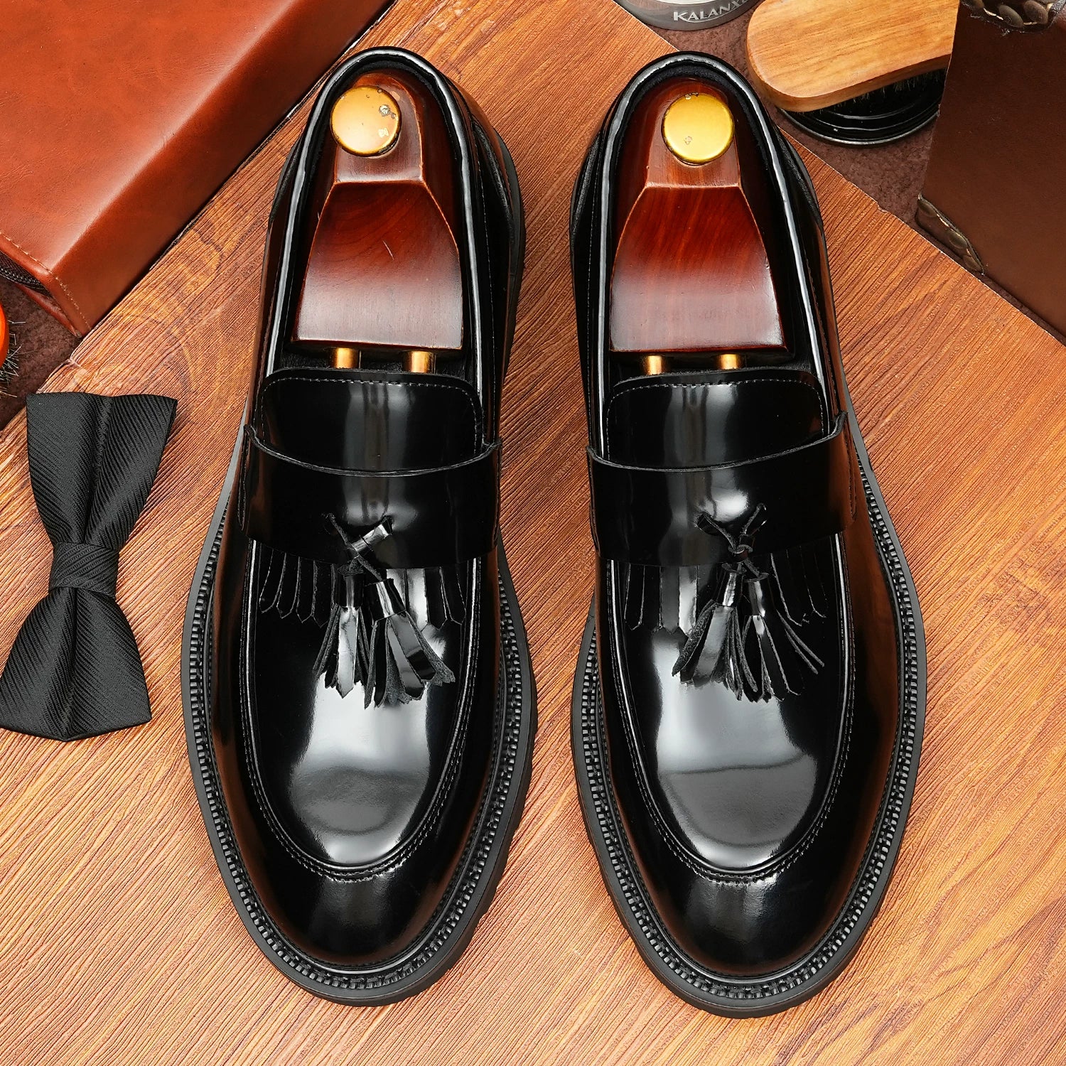 Men's Genuine Leather Loafers, Patent Leather, Slip-On
