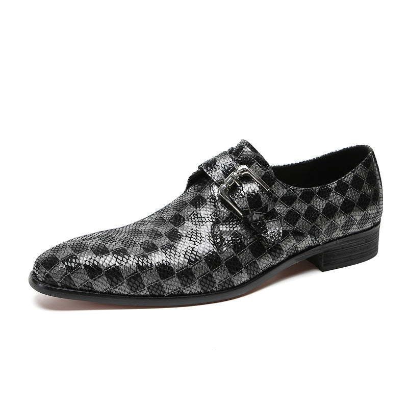 Leather shoes men's business dress casual cowhide British suit leather shoes wedding shoes men's trendy glossy leather single shoes