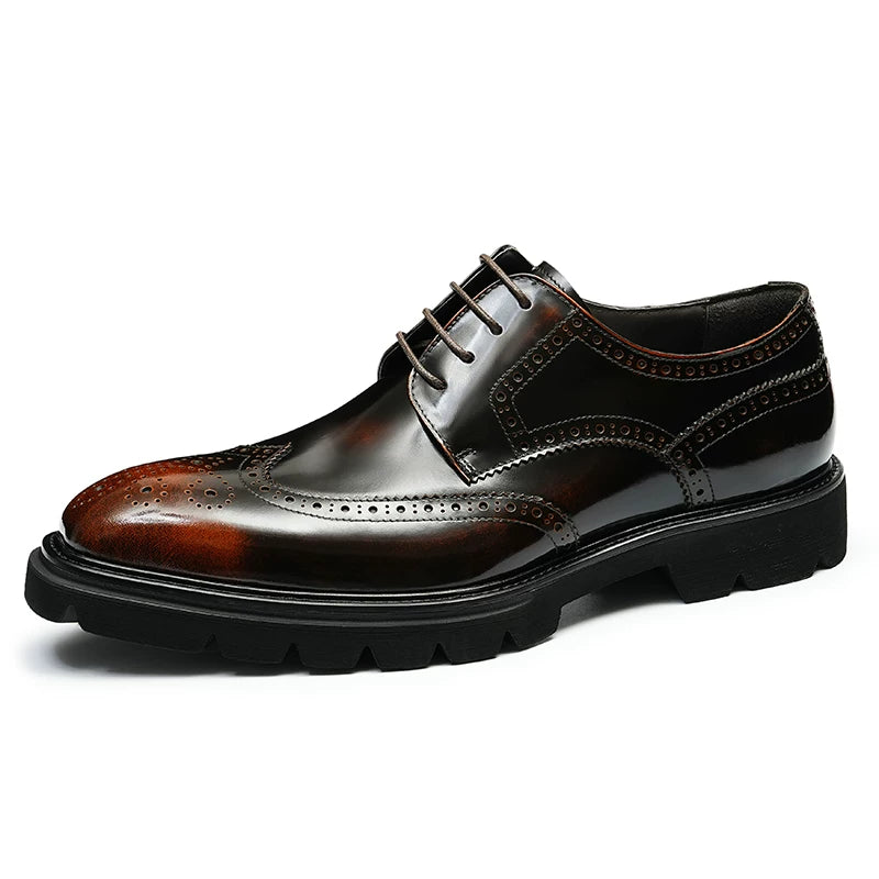 Men's Genuine Leather Leather Shoes, Thick Sole, Patent Leather