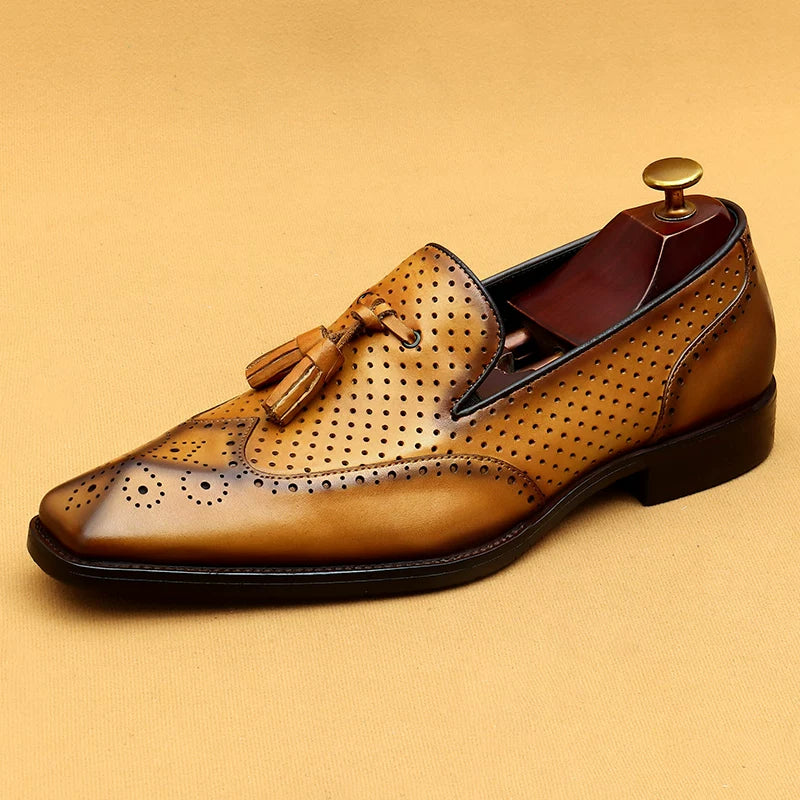 Men's Genuine Leather Loafers, Breathable, Slip-On