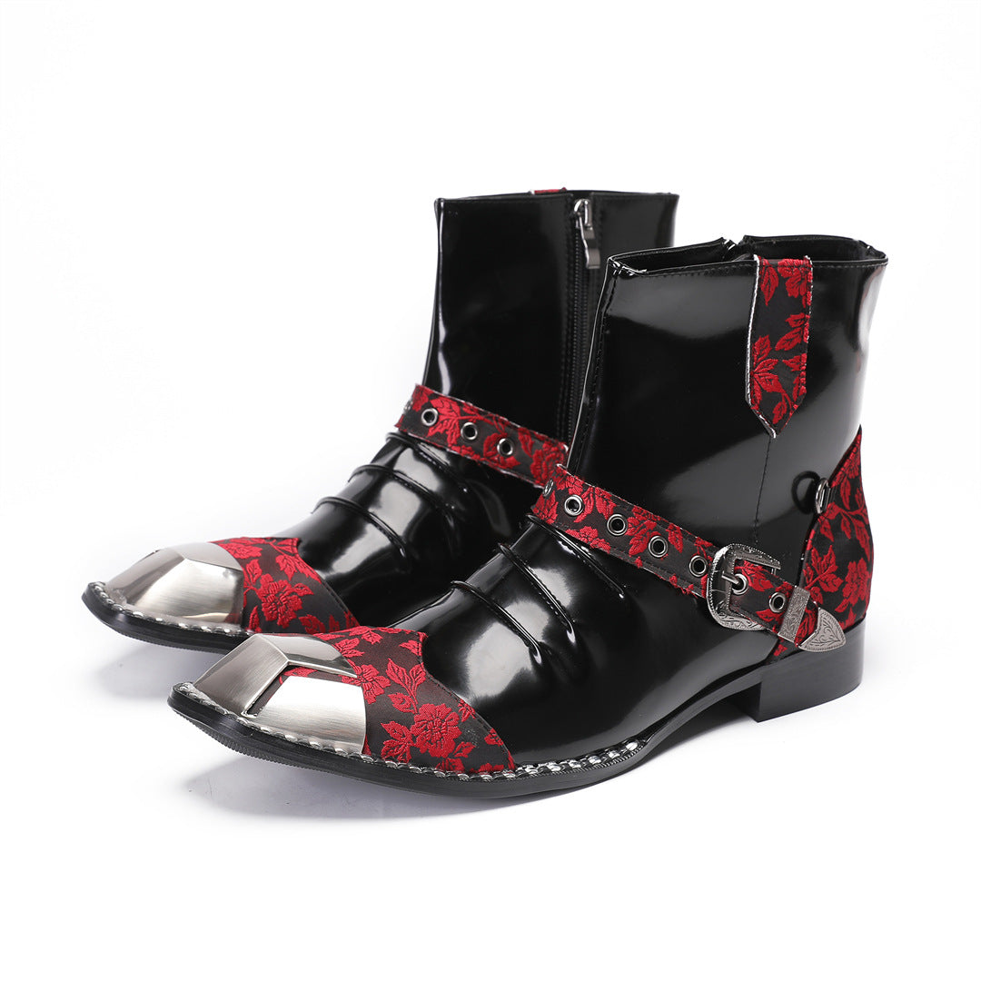 Men's Red Leather Chelsea Boots – Pointed Toe
