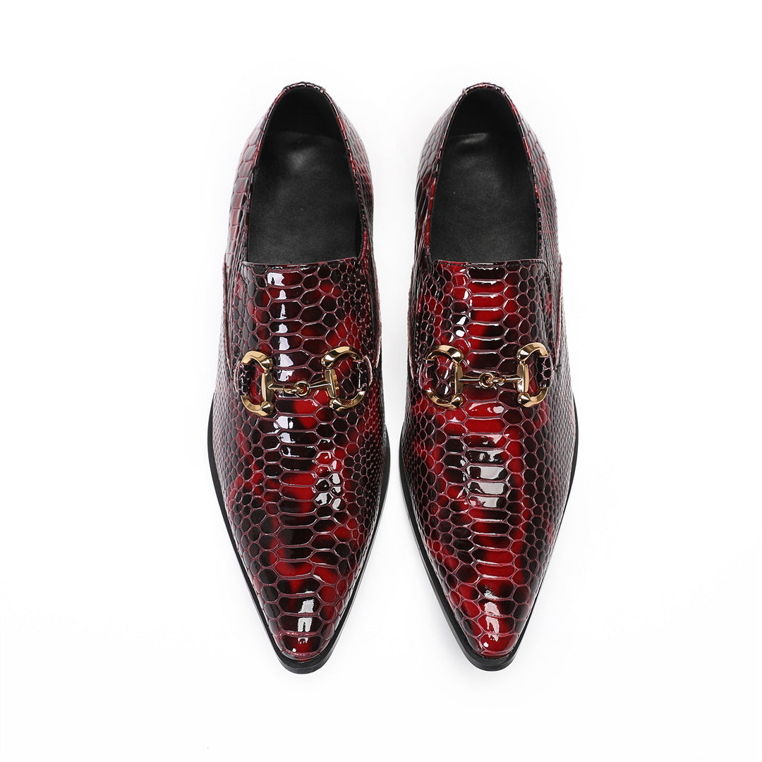 Men's Red Leather Shoes – Pointed Toe, Business – Style 93