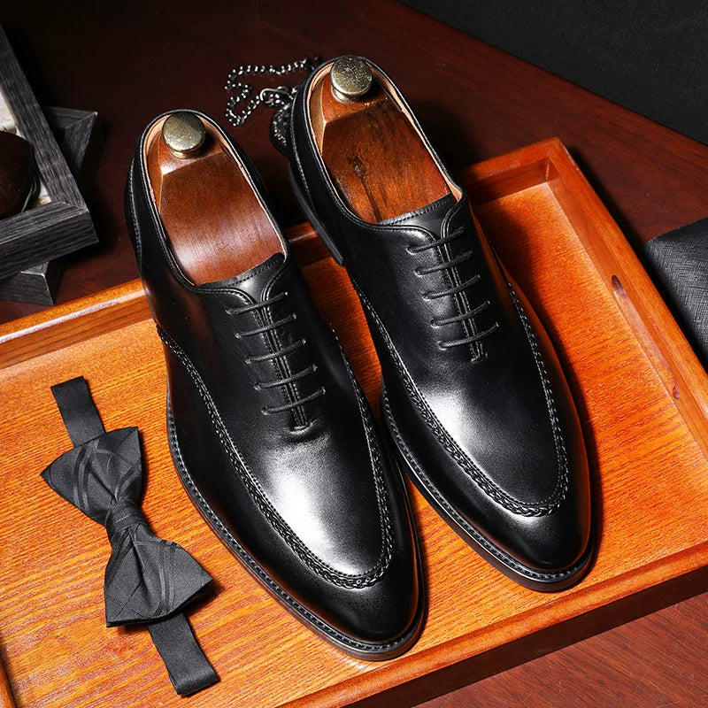 Men's Brown Genuine Leather Leather Shoes, Handmade, Pointed Toe