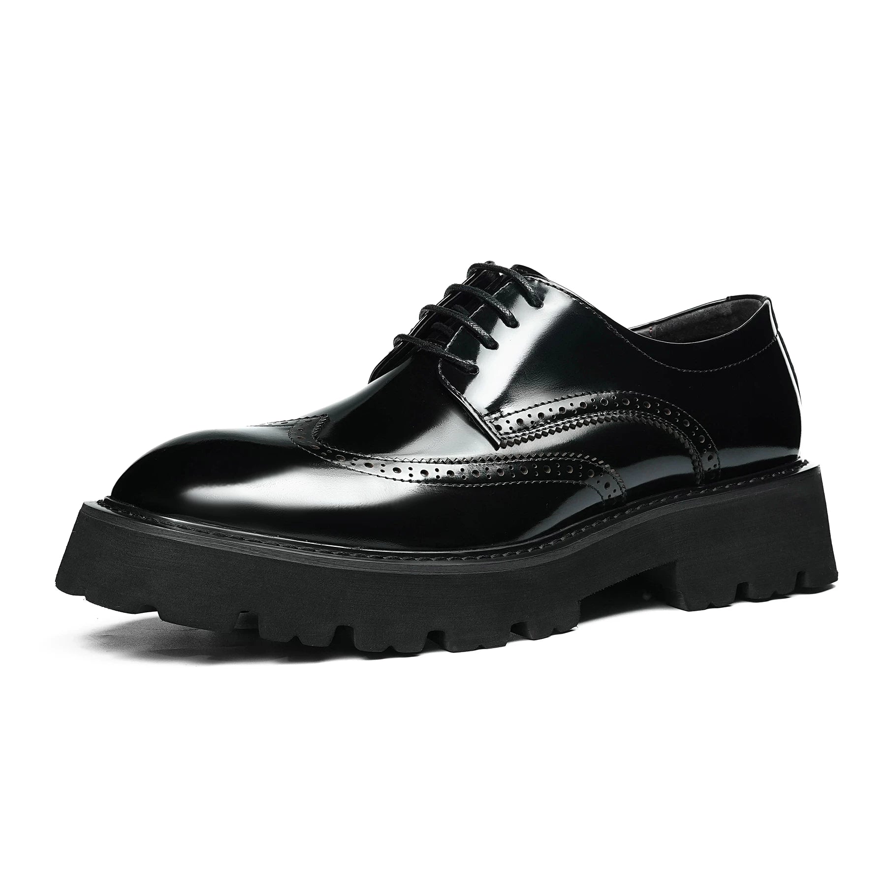 Men's Patent Leather Derby Shoes, Height Increasing, Thick Sole