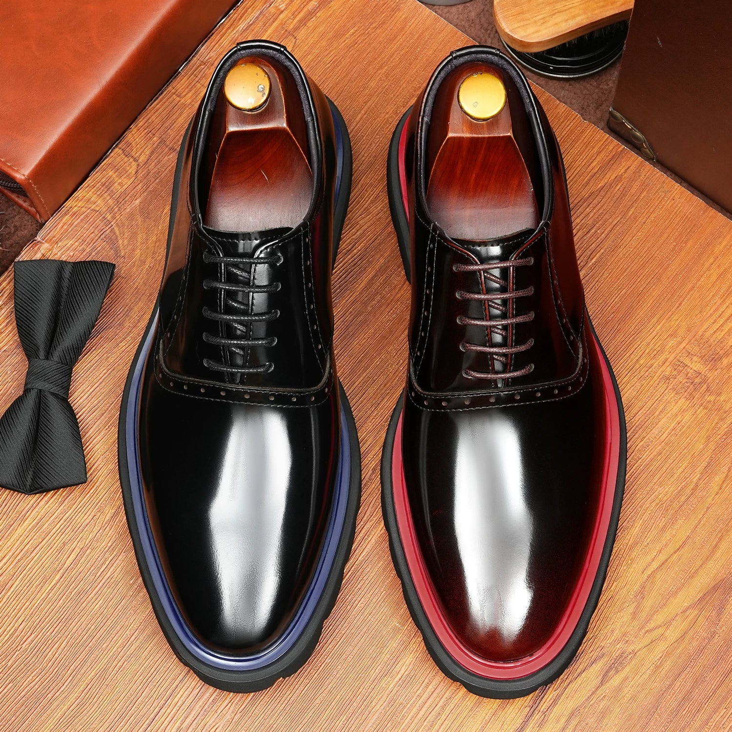 Men's Patent Leather Oxford Shoes, Glossy, British Style