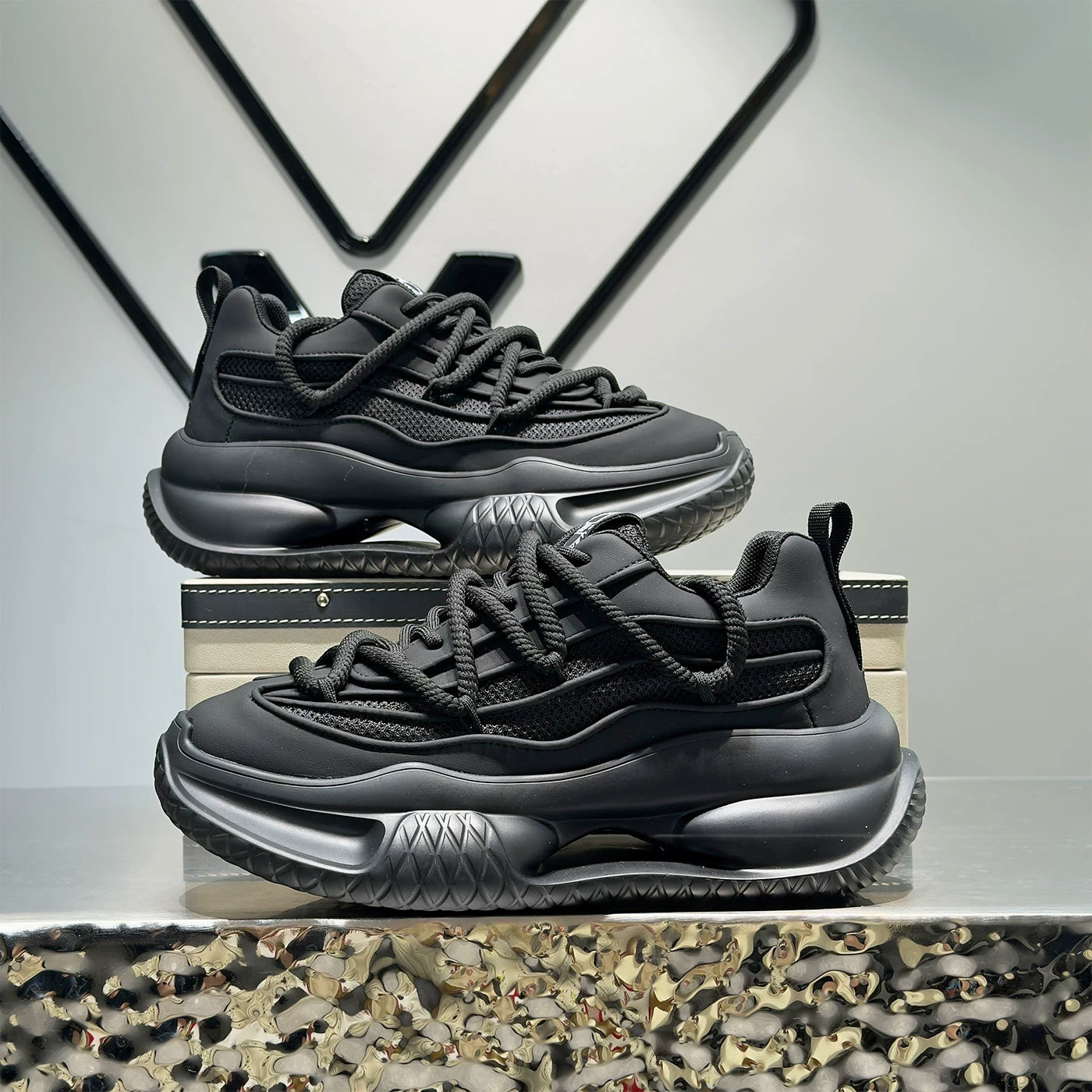 Men's Platform Breathable Mesh Chunky Dad Sneakers Summer