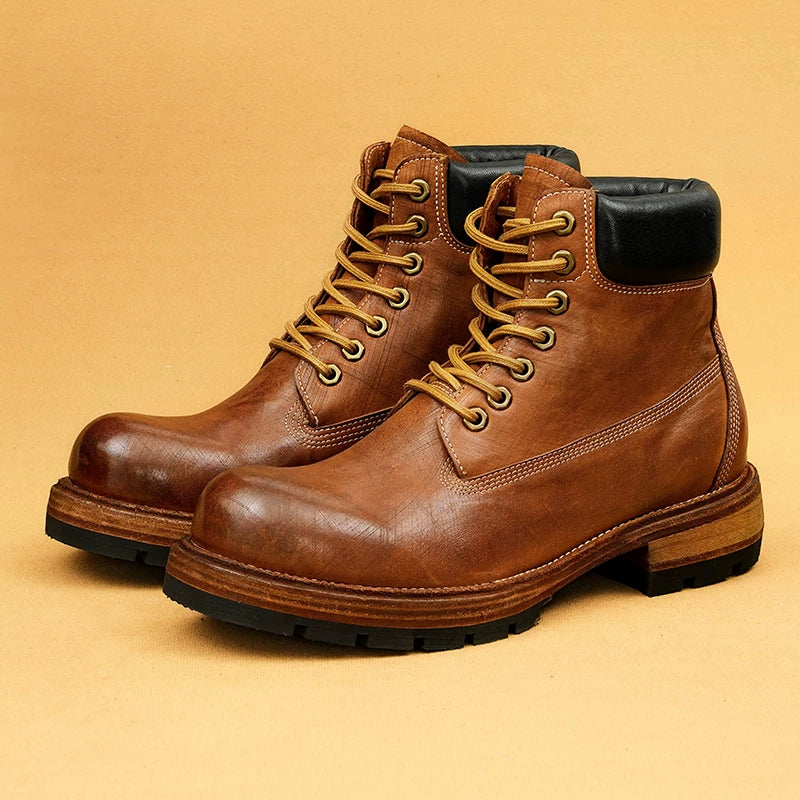 Men's Genuine Leather Martin Boots, Handmade, Vintage