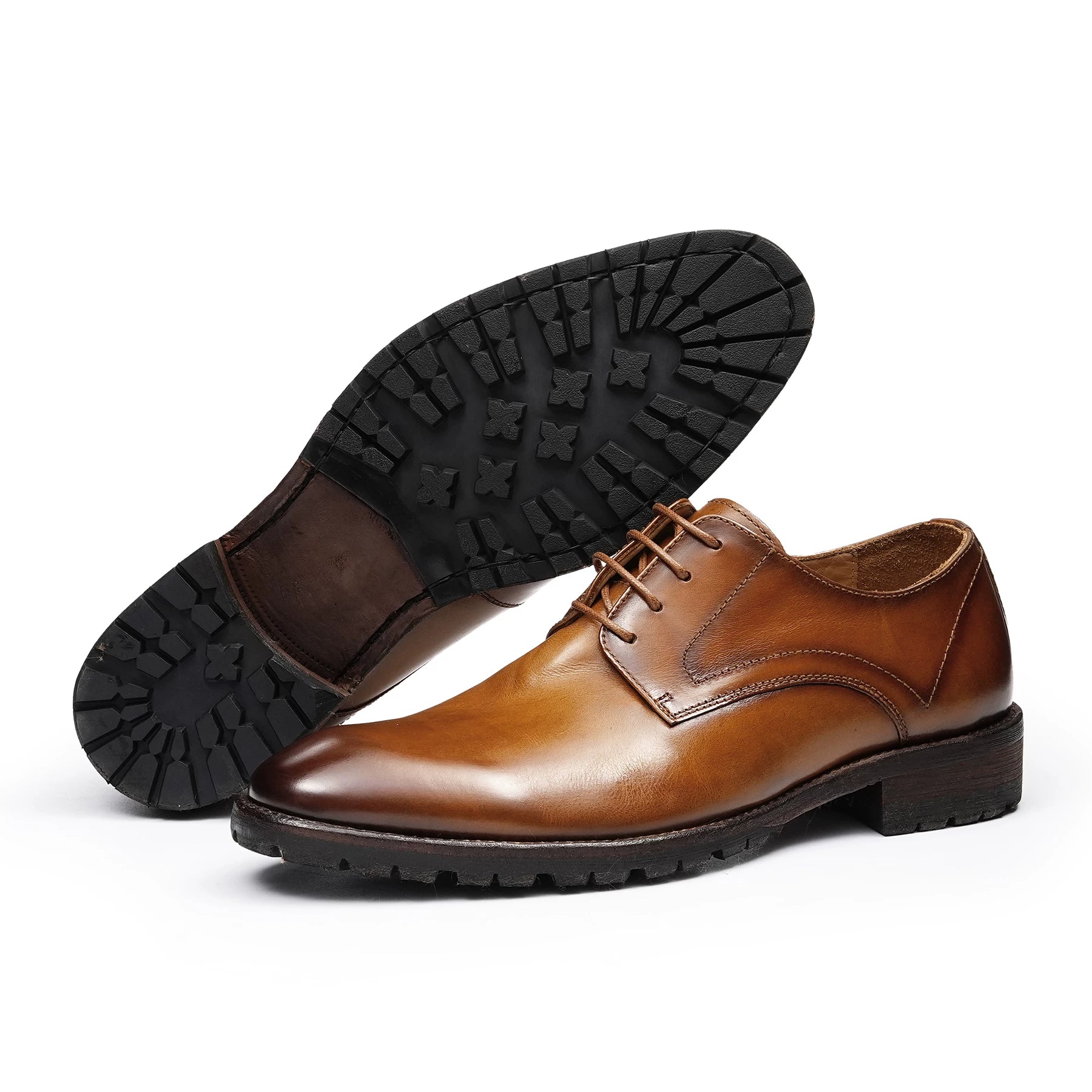 Men's Genuine Leather Derby Shoes, Handmade, Business