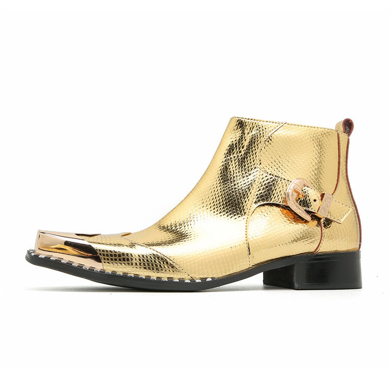 Men's Golden Chelsea Boots – Pointed Toe