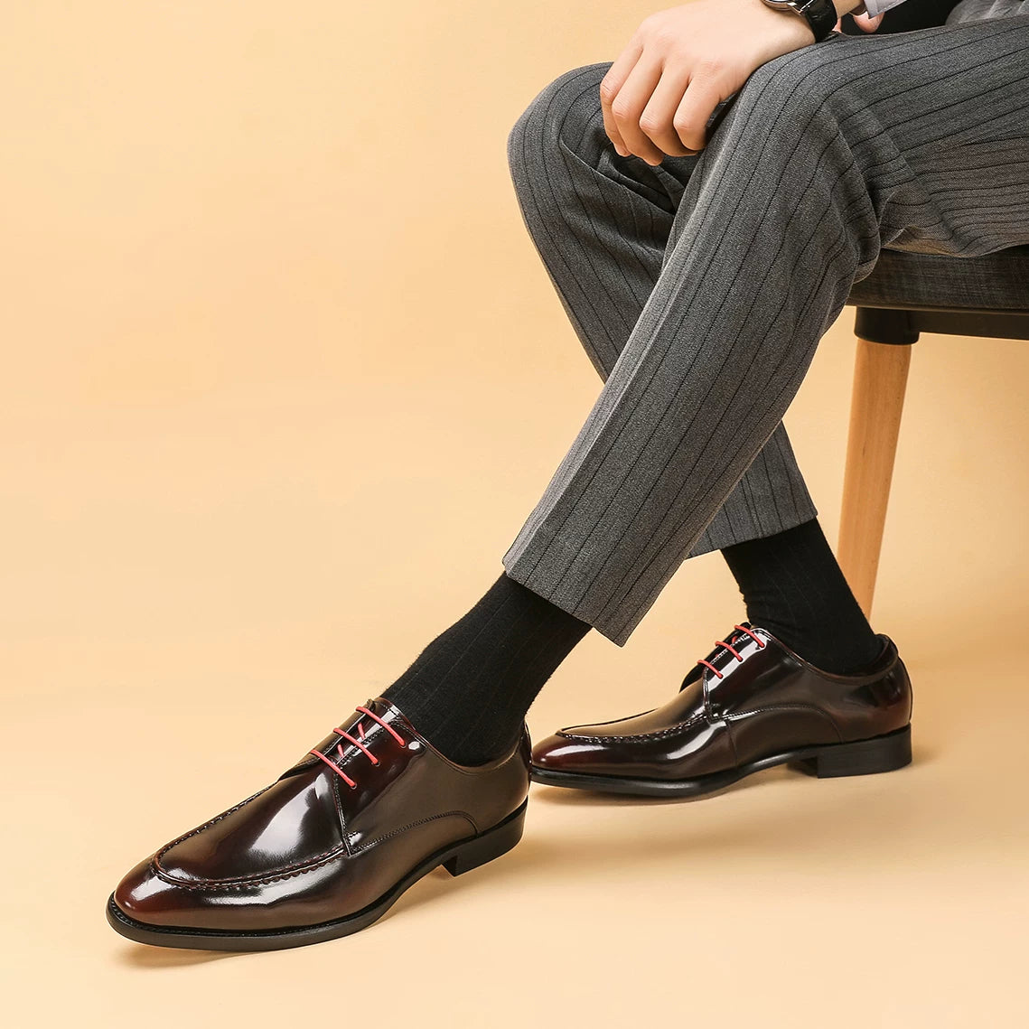 Men's Derby Shoes, Handmade, Pointed Toe