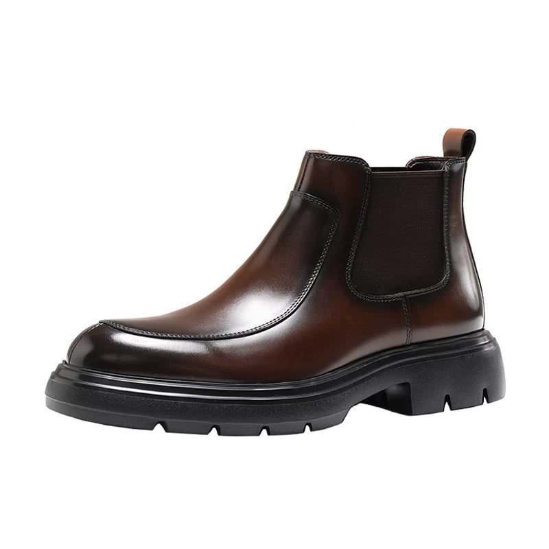 Men's Genuine Leather Chelsea Boots, Height Increasing, Thick Sole