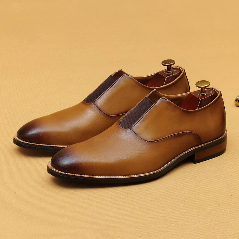 Men's Genuine Leather Loafers, Slip-On, Business