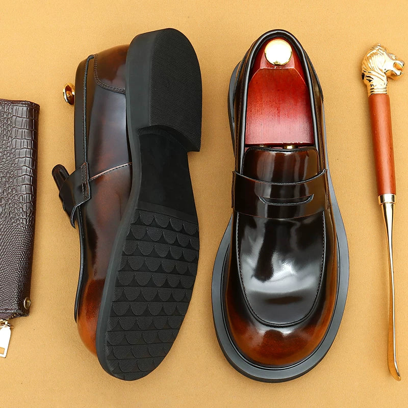 Men's Genuine Leather Loafers, Patent Leather, Slip-On