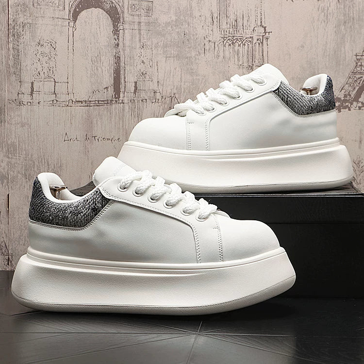 Men's Height-Increasing Platform Trendy White Sneakers 2026 Spring