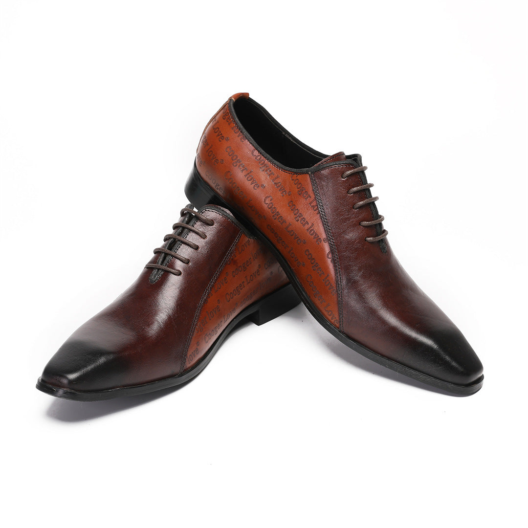 Men's Brown Leather Derby Formal Shoes – Pointed Toe, Business