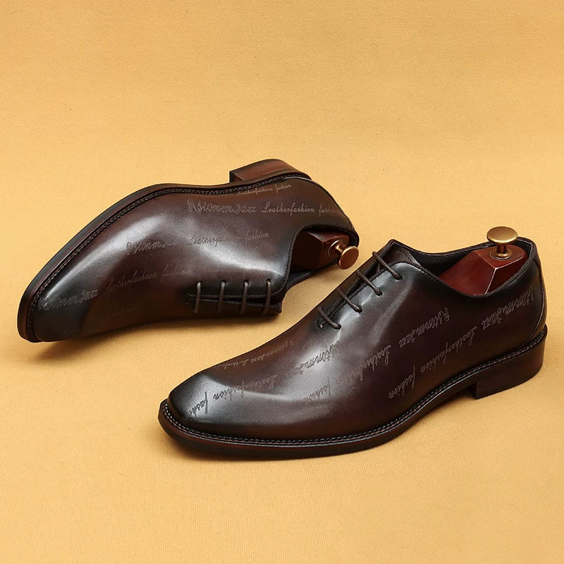 Men's Genuine Leather Oxford Shoes, Pointed Toe, British Style