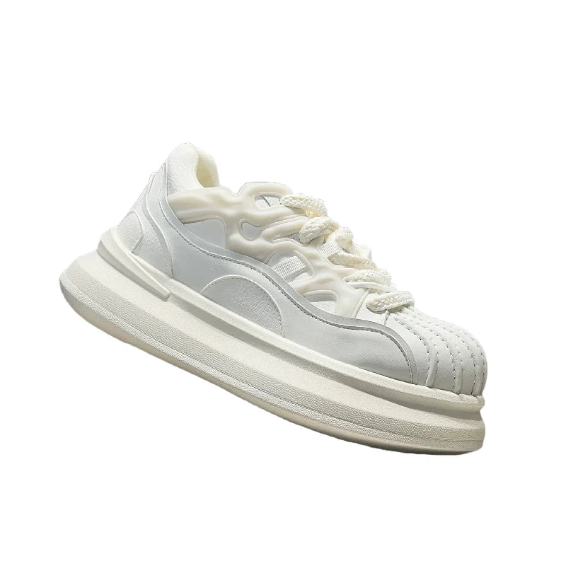 Men's Height-Increasing Platform Shell-Toe Trendy White Sneakers New