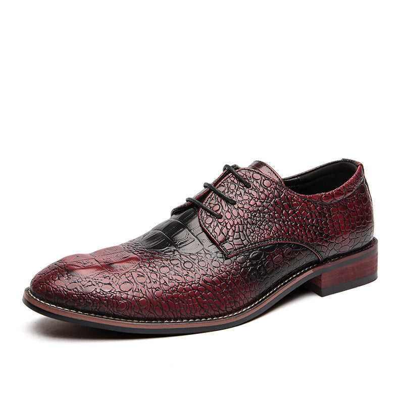 Men's Black Leather Formal Shoes – Crocodile Pattern, Crocodile Pattern – Style 34