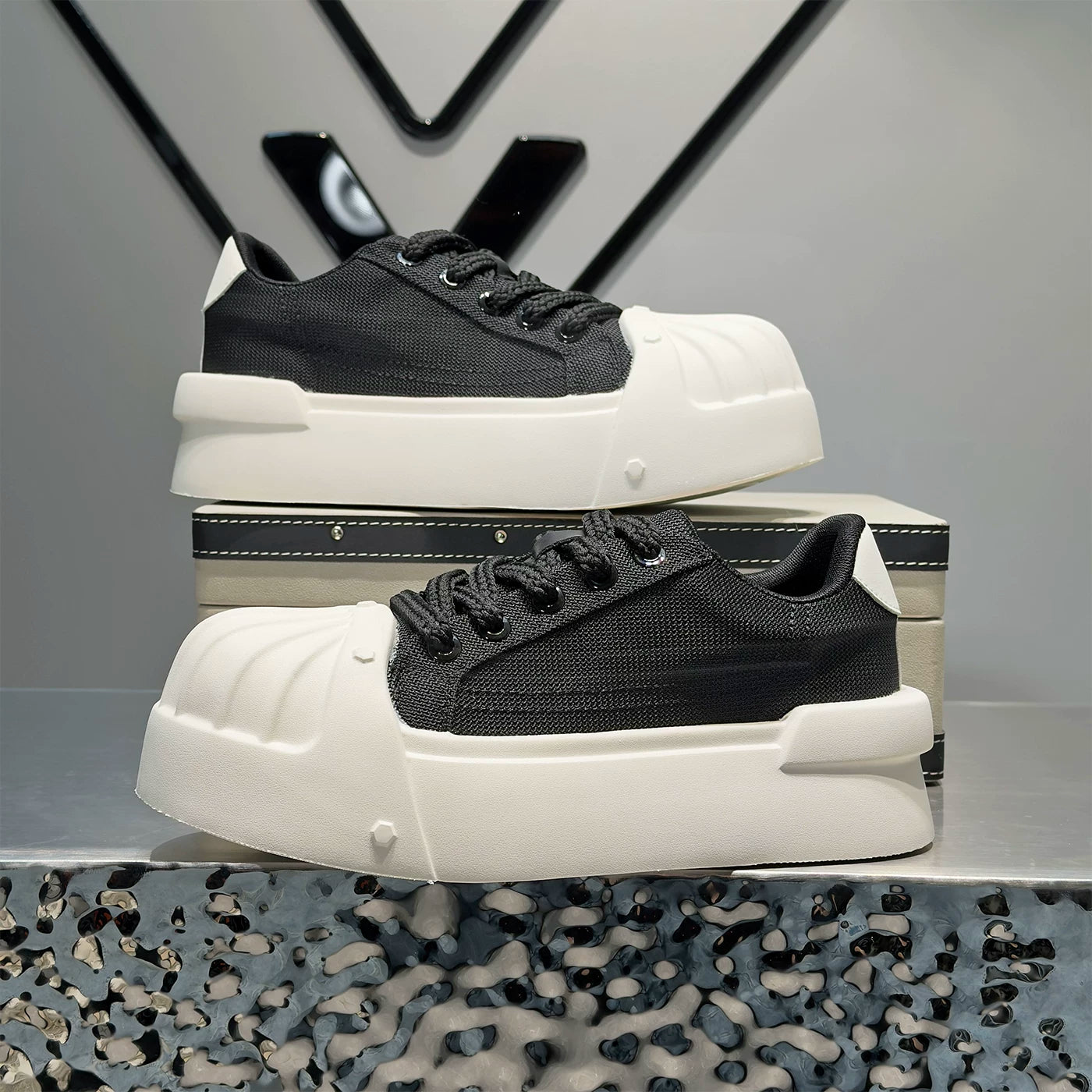 Men's Height-Increasing Platform Low-Top Shell-Toe Trendy Canvas Shoes Summer