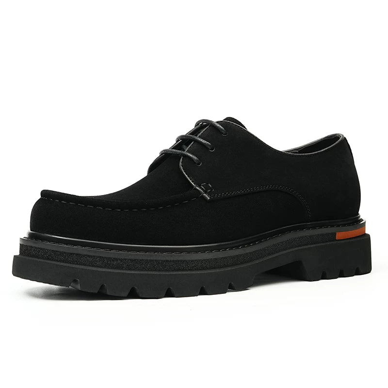 Men's Genuine Leather Derby Shoes, Height Increasing, Thick Sole