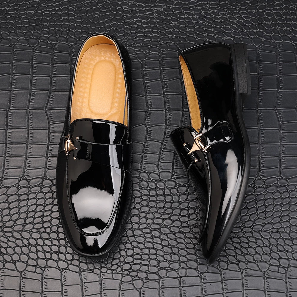 Men's Patent Leather Loafers, Slip-On, Glossy