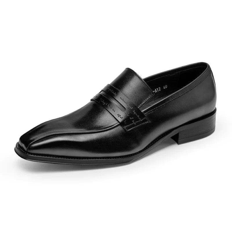 Men's Brown Genuine Leather Loafers, Slip-On, British Style