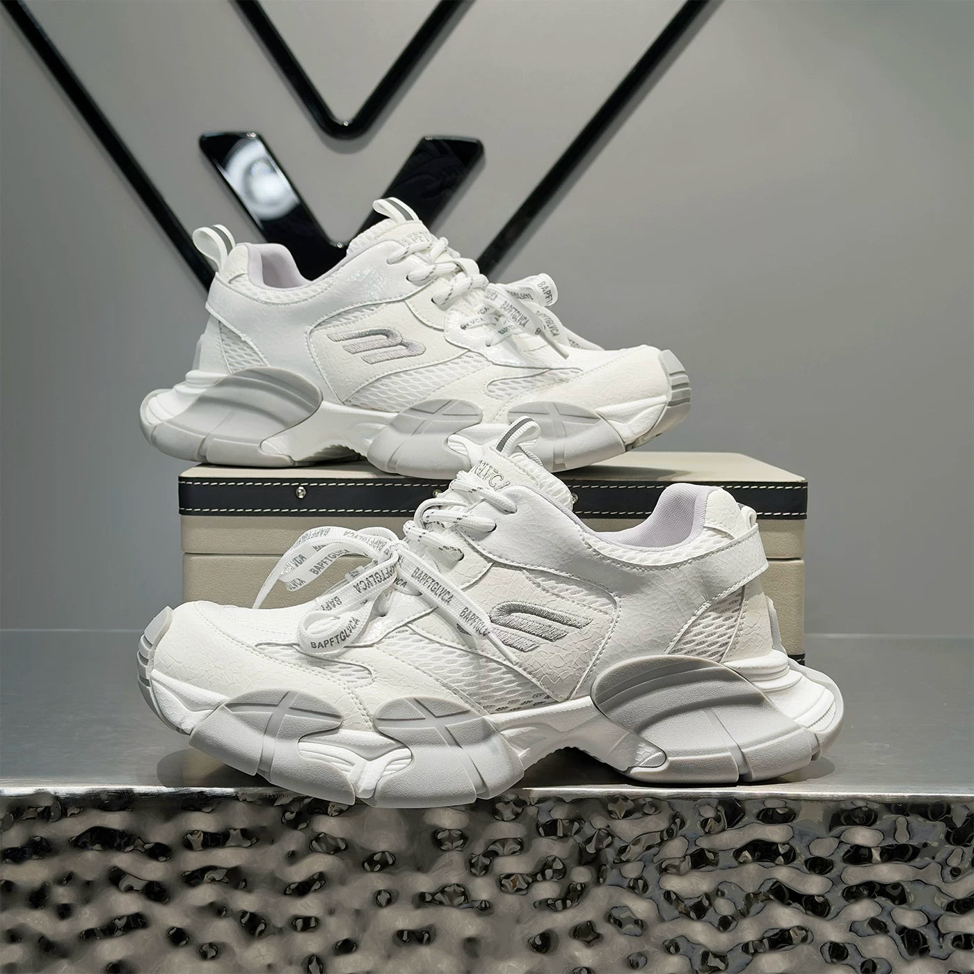 Men's Platform Breathable Mesh Chunky Dad Sneakers Summer