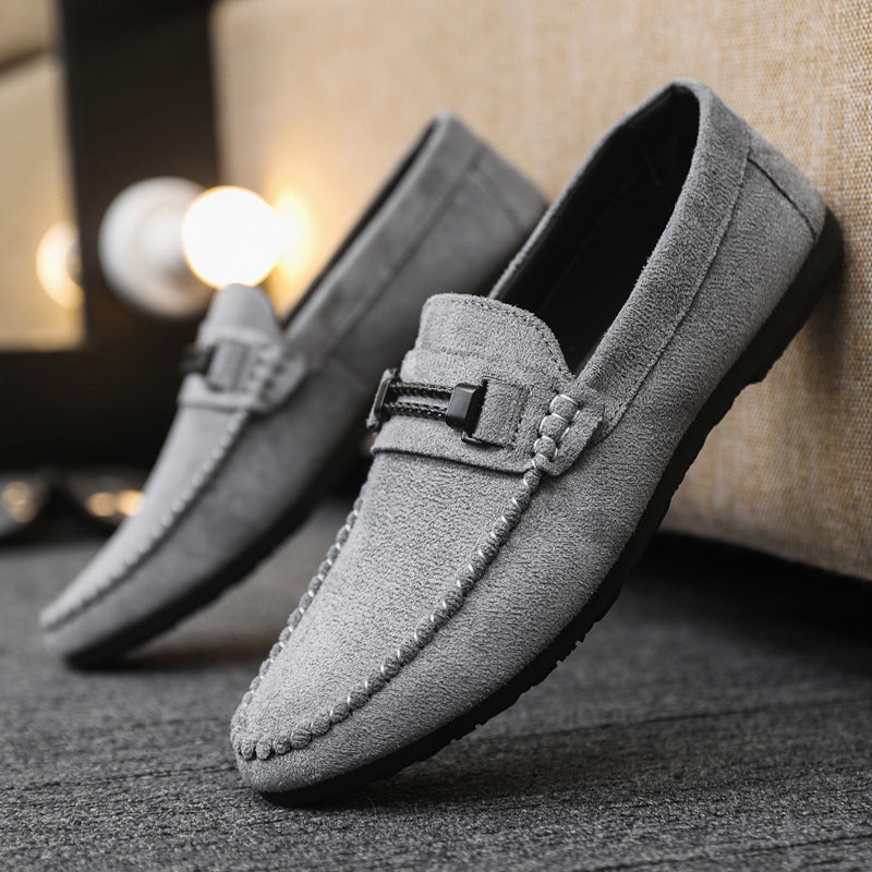 Breathable and wear-resistant one-pedal leather shoes British soft-soled lightweight men's loafers Doudou shoes men's fashion formal lazy shoes