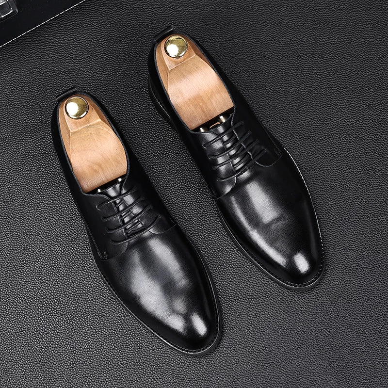 Men's White Genuine Leather Wedding Shoes, Height Increasing, Pointed Toe