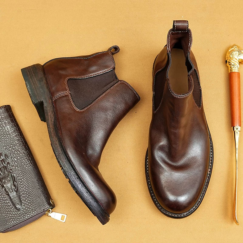 Men's Genuine Leather Martin Boots, Handmade, British Style