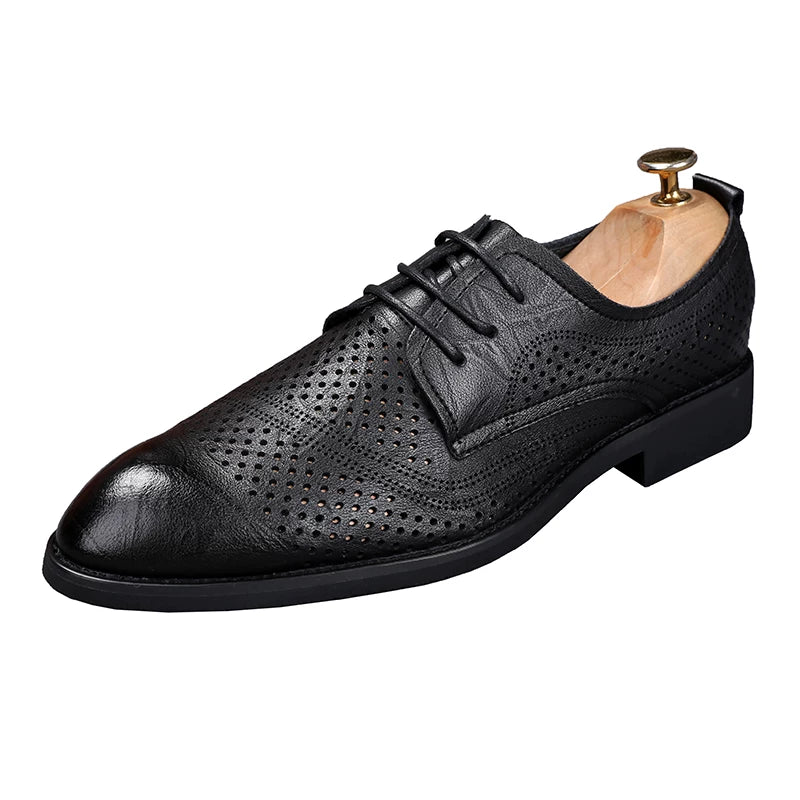 Men's Black Wedding Shoes, Breathable, Pointed Toe