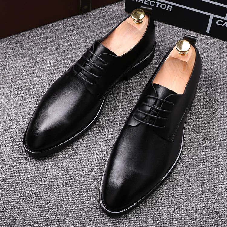 Men's Leather Shoes, Height Increasing, Breathable