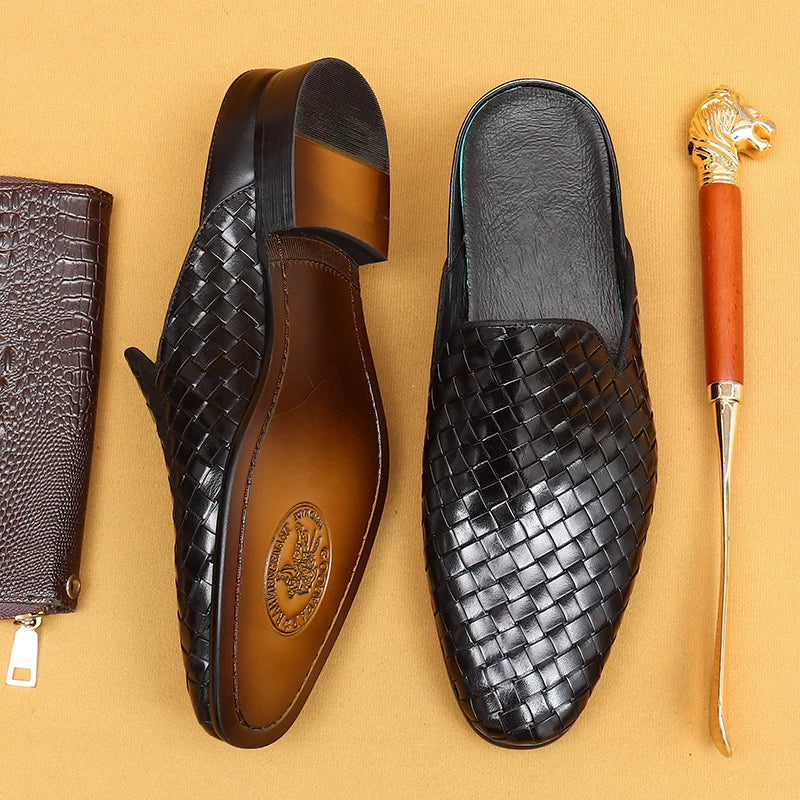 Men's Genuine Leather Sandals, Breathable, Slip-On