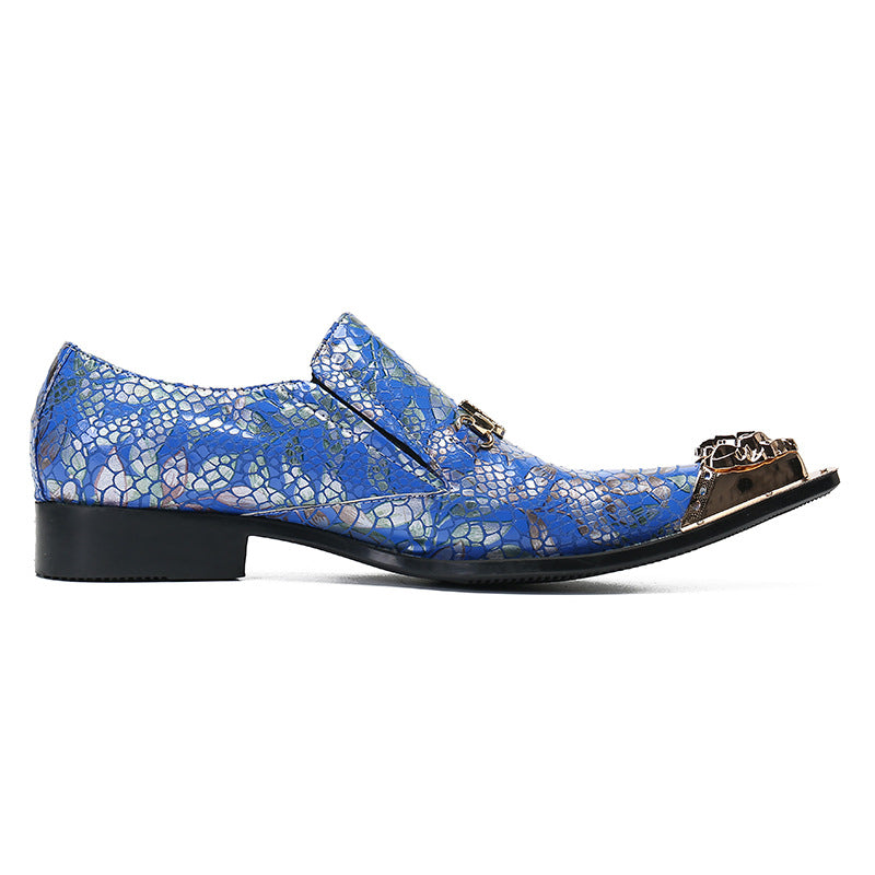 Men's Leather Formal Shoes – Pointed Toe, Crocodile Pattern – Style 16