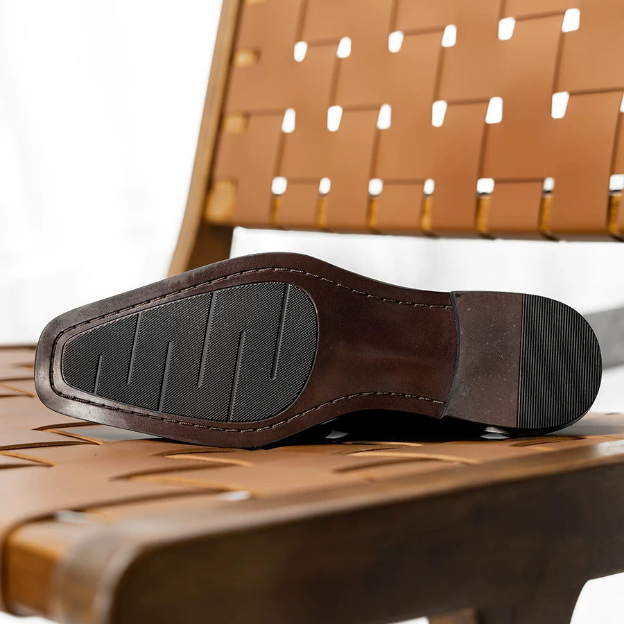 Men's Genuine Leather Leather Shoes, Patent Leather, Square Toe