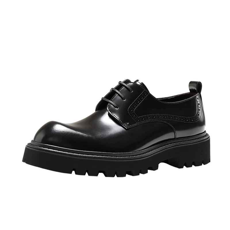 Men's Genuine Leather Derby Shoes, Height Increasing, Thick Sole