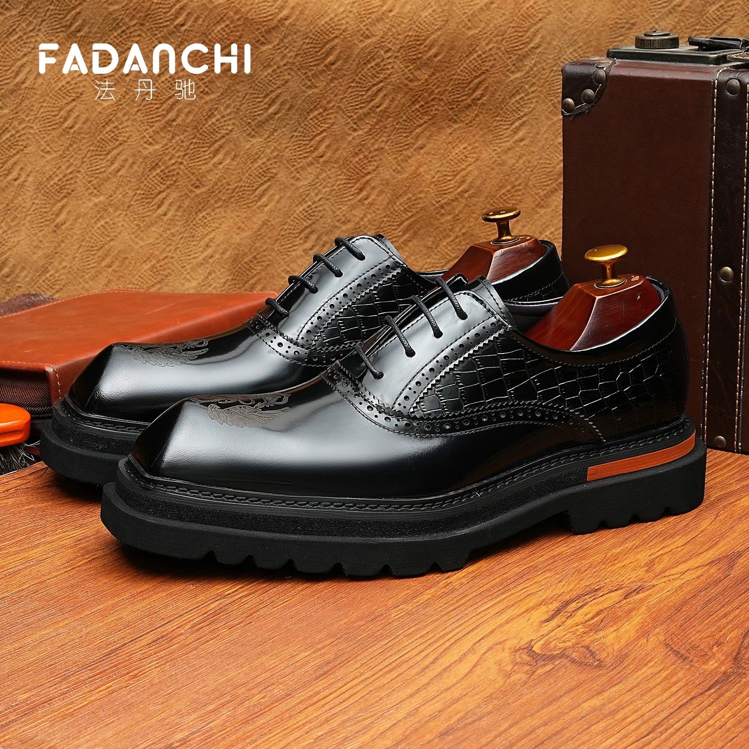 Men's Genuine Leather Oxford Shoes, Height Increasing, Thick Sole