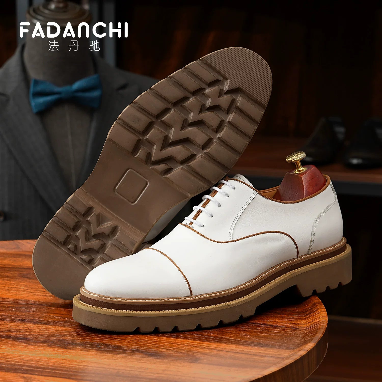 Men's Genuine Leather Leather Shoes, Height Increasing, Thick Sole