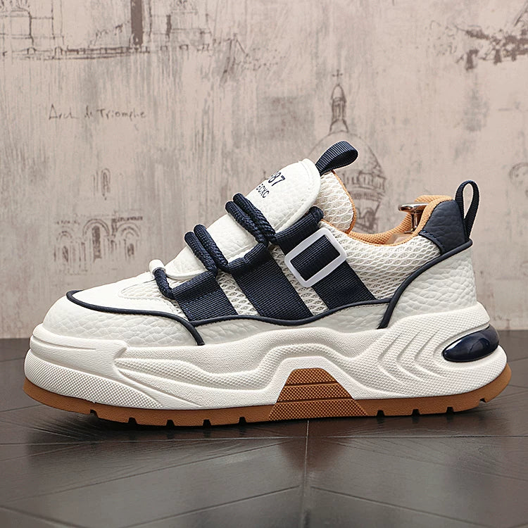 Men's New Height-Increasing Platform Lace-Up Korean Style Color-Block Dad Shoes