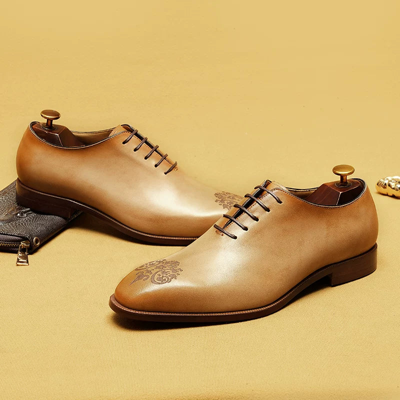 Men's Genuine Leather Leather Shoes, Square Toe, British Style
