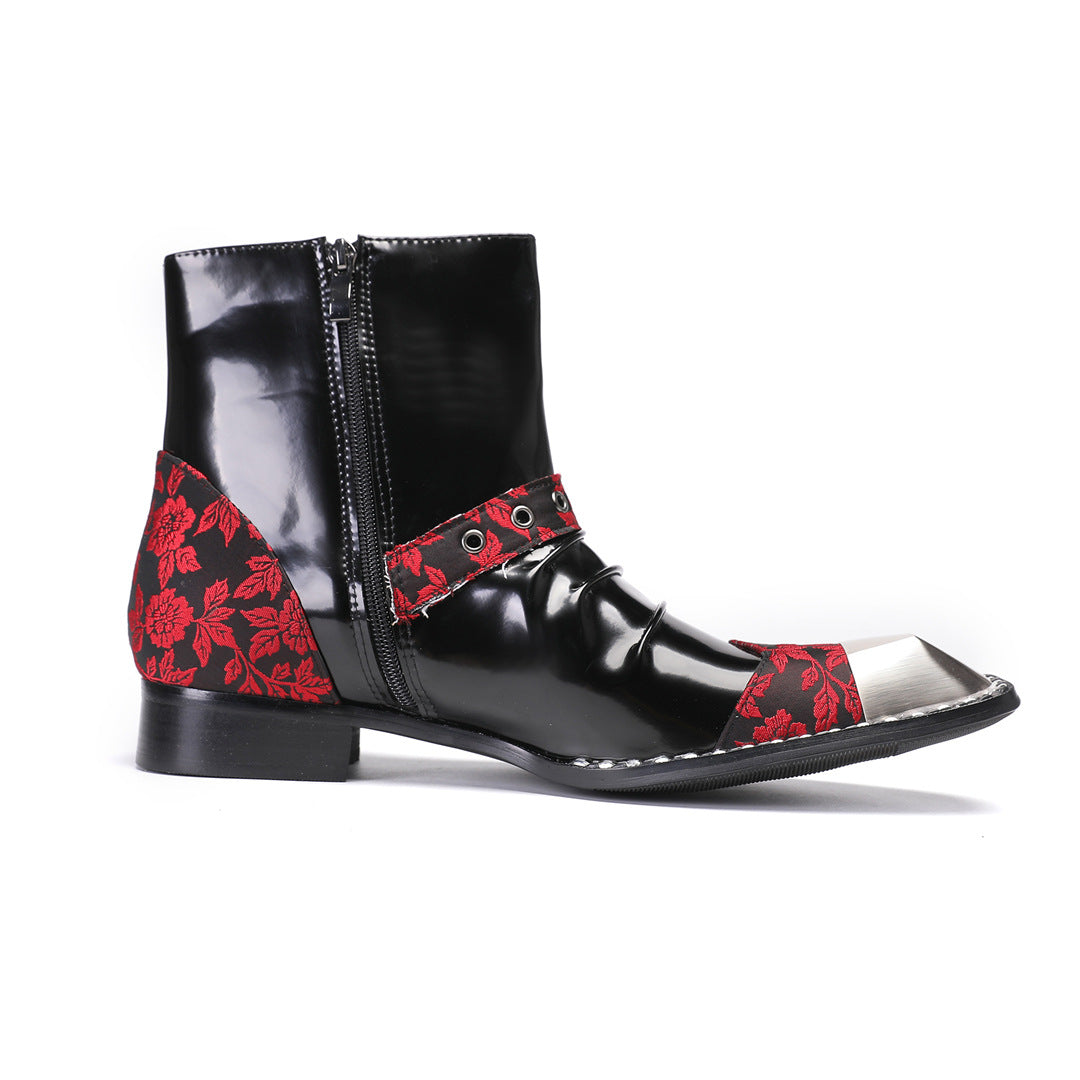 Men's Red Leather Chelsea Boots – Pointed Toe