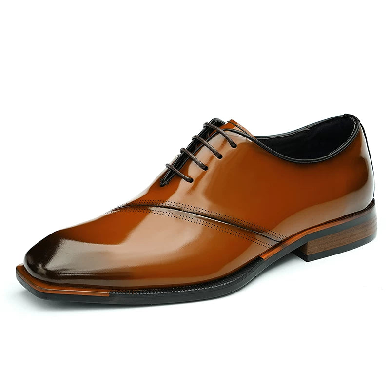 Men's Brown Genuine Leather Leather Shoes, Patent Leather, Glossy