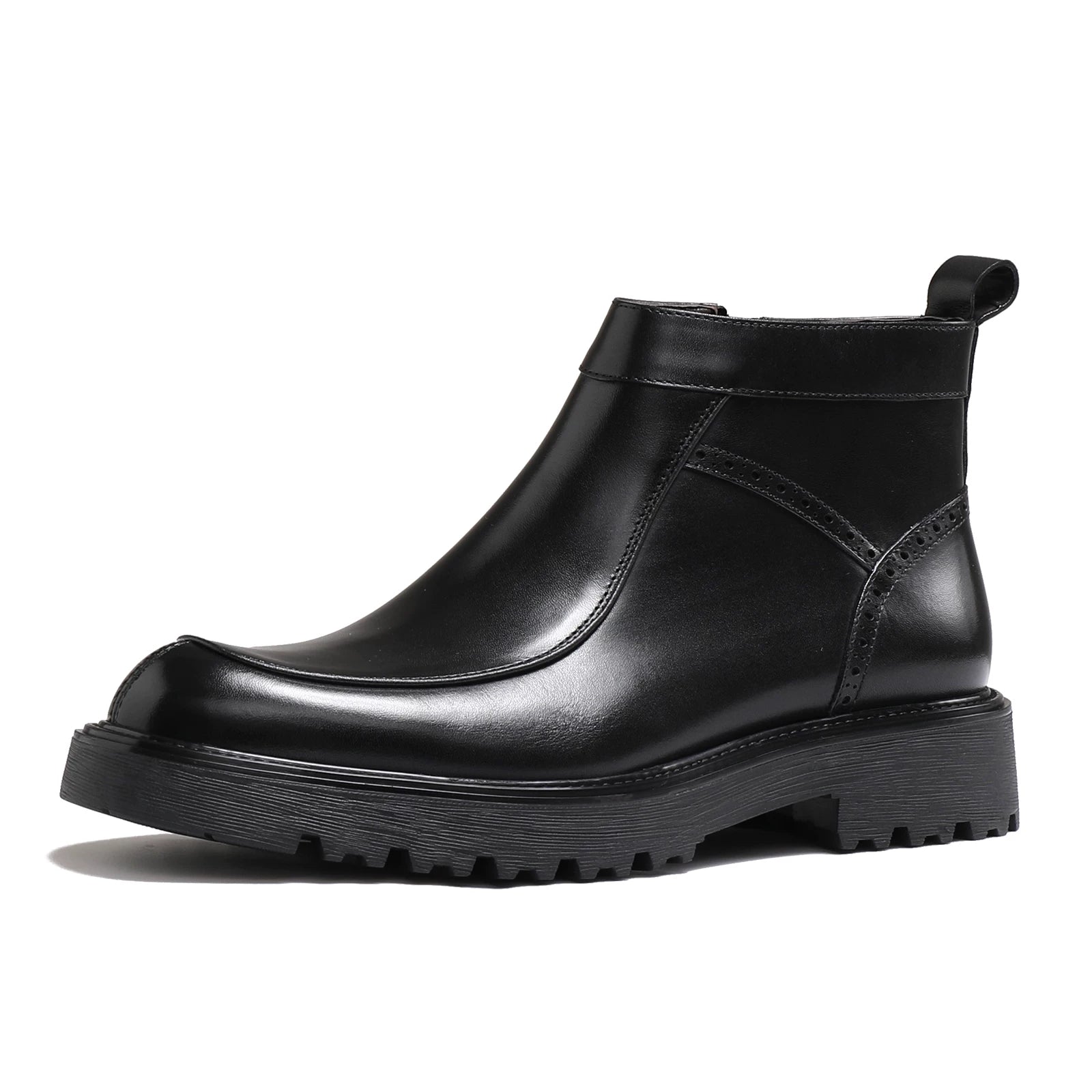 Men's Genuine Leather Martin Boots, Thick Sole, Round Toe