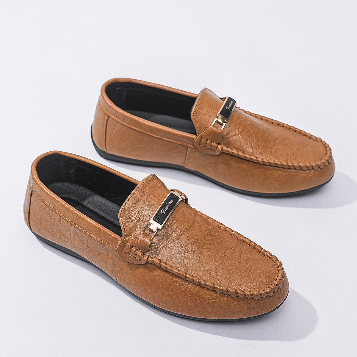 Round head soft sole comfortable men's color trendy single shoes British spring men's one-pedal Doudou loafers men's shoes