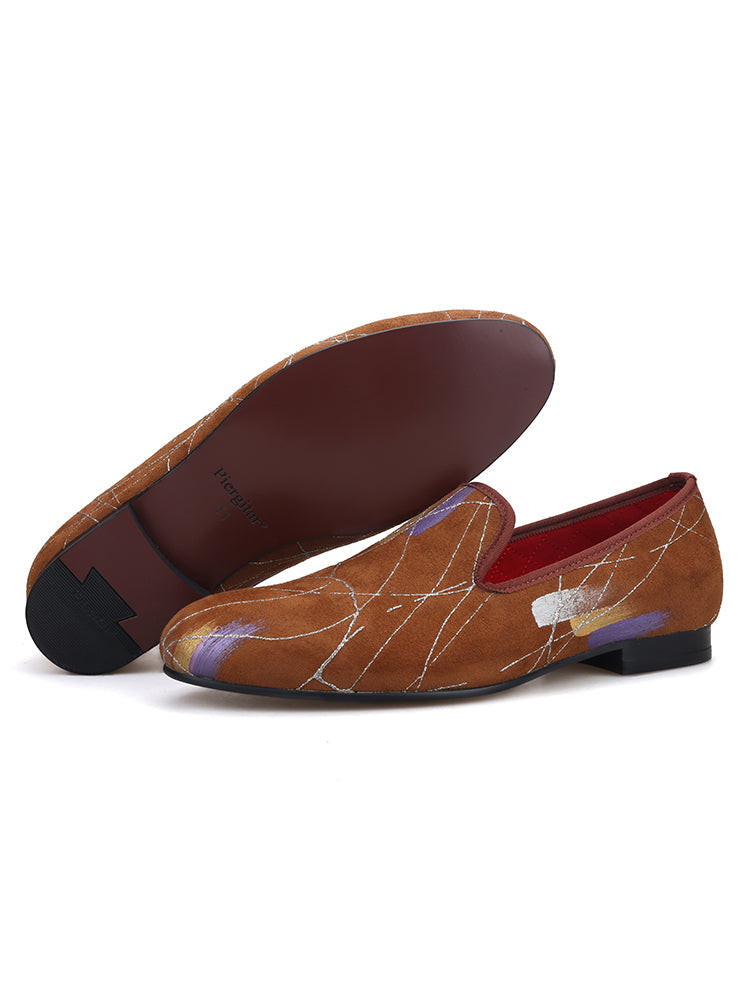 New ink style men's cool suede loafers, four-color trendy low-top shoes, slip-on slip-ons, smoking shoes