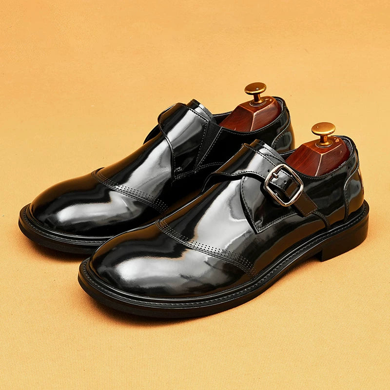 Men's Black Genuine Leather Loafers, Patent Leather, Slip-On
