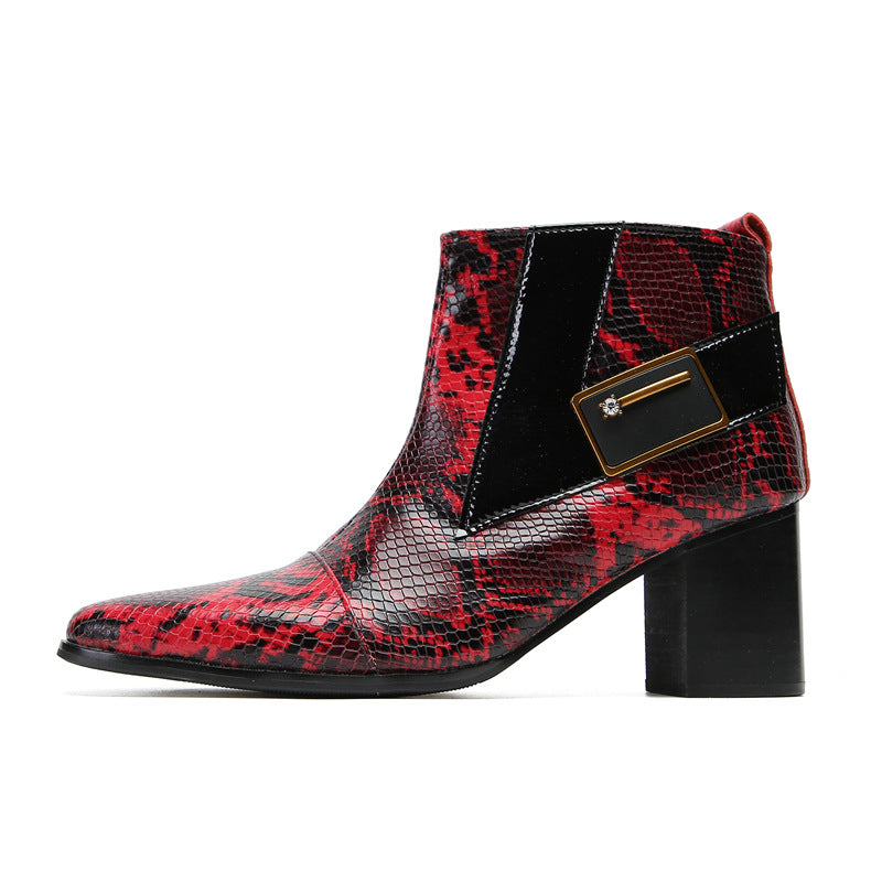Men's Red Leather Chelsea Boots – Pointed Toe, British Style